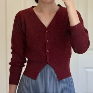 Burgundy Cropped Cardigan
